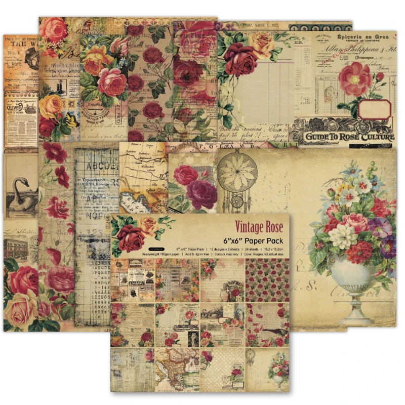 Vintage Junk Journal Scrapbooking Paper - Блокнот для скрапбукинга, разные узоры, декупаж,