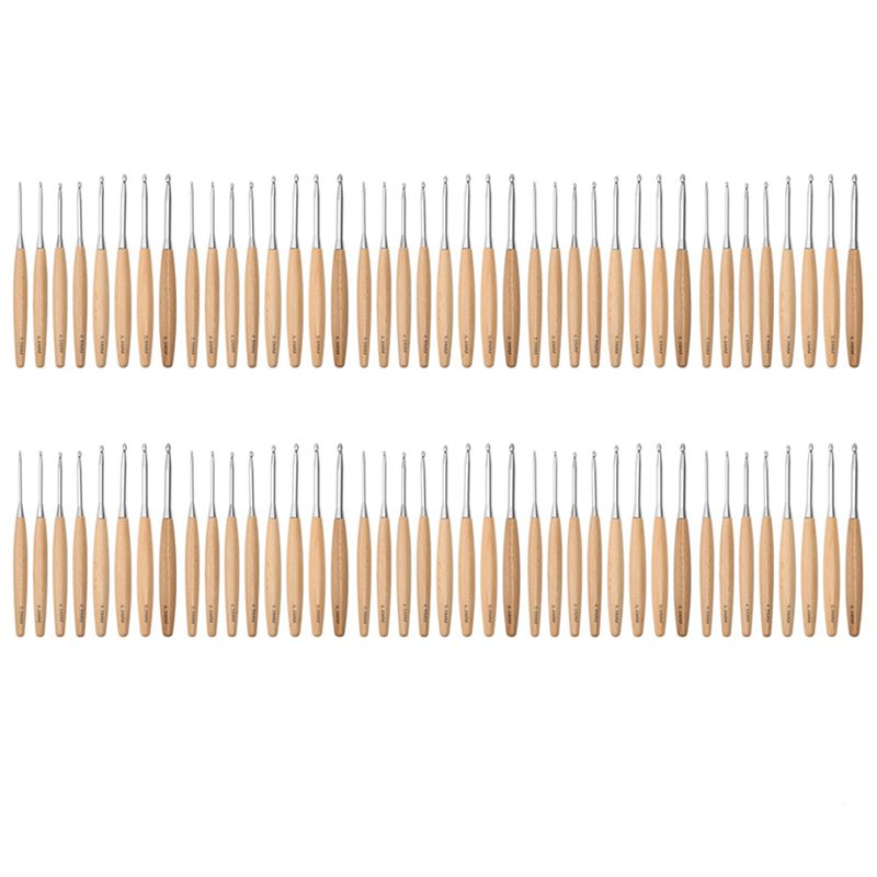 Wooden Crochet Hooks Ergonomic Handle - SEWS-80 шт. деревянных крючков для вязания