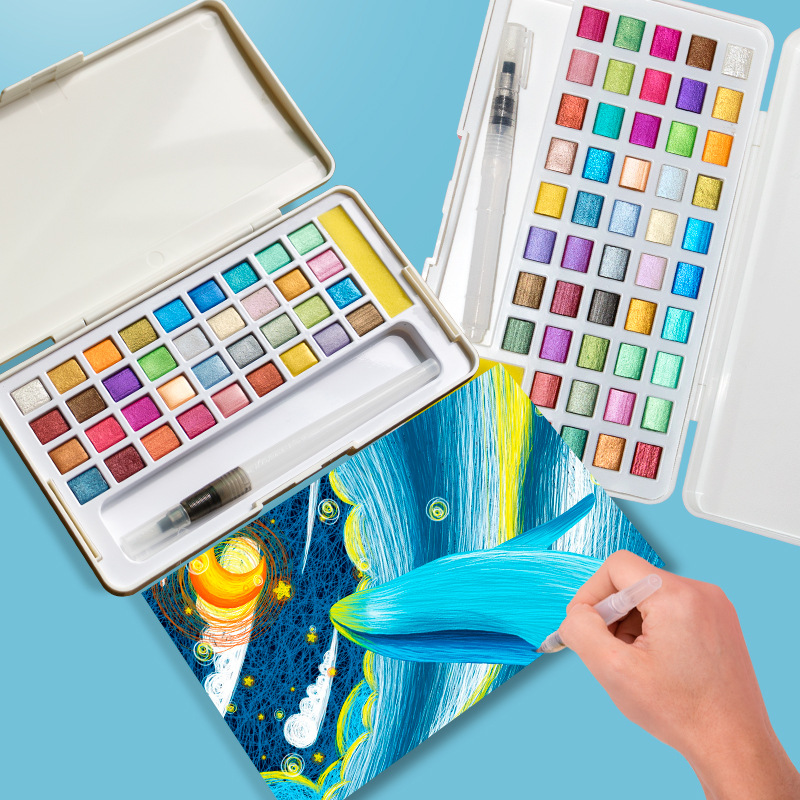 Watercolor Paint Set Solid Pigment - Набор однотонных акварельных красок, блестящие акварельные