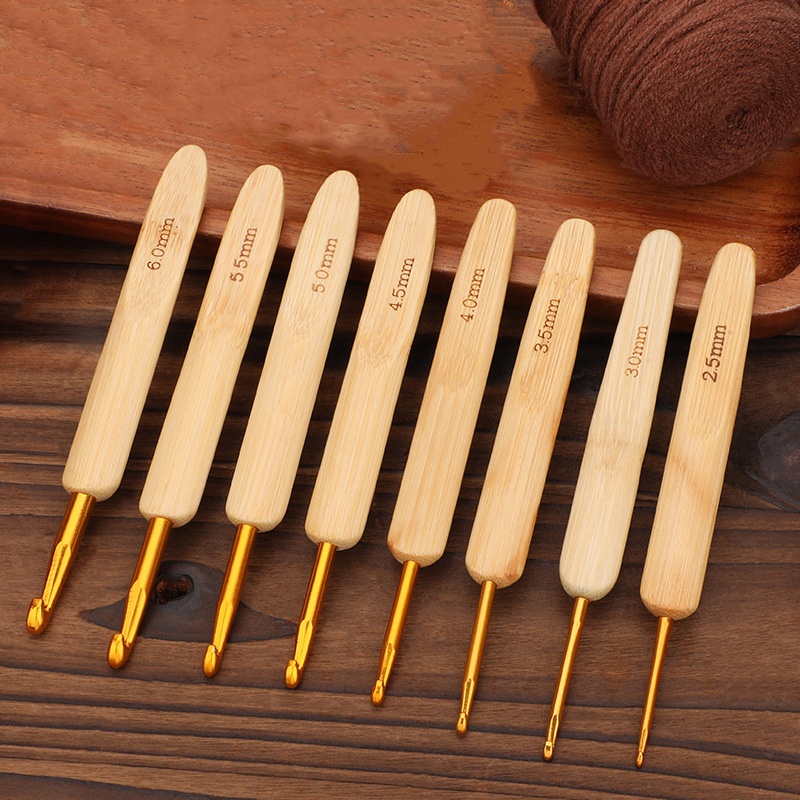 Wooden Crochet Hooks Ergonomic Handle - Бамбуковые крючки с деревянной ручкой, эргономичные