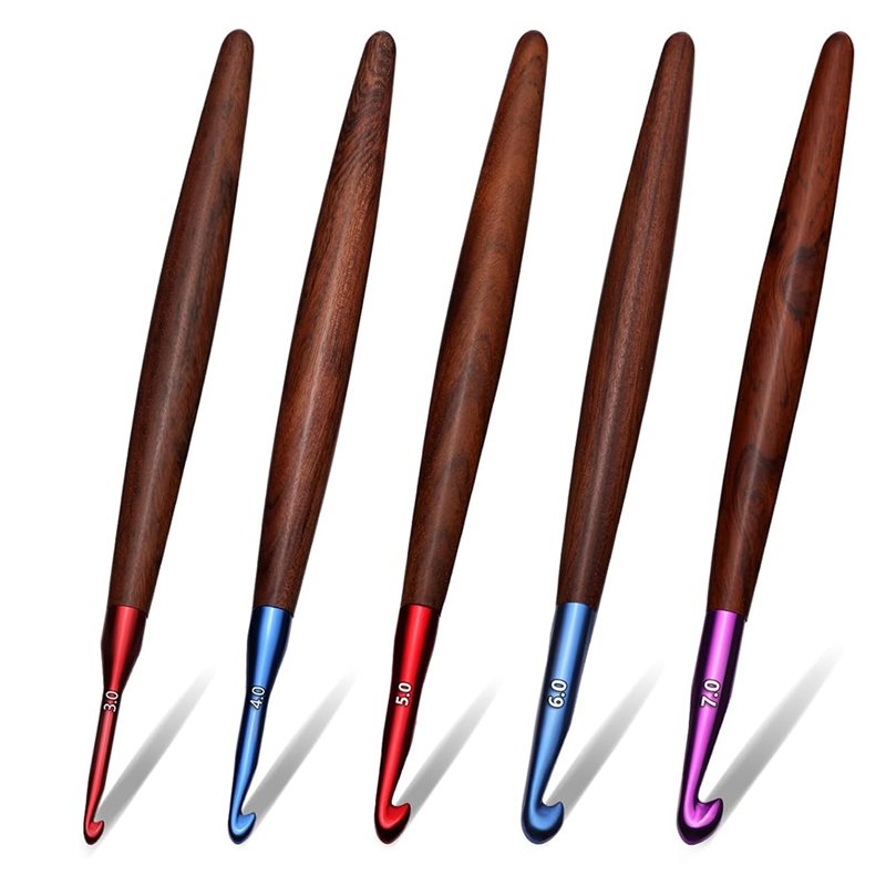 Wooden Crochet Hooks Ergonomic Handle - Эргономичные крючки для вязания с деревянной