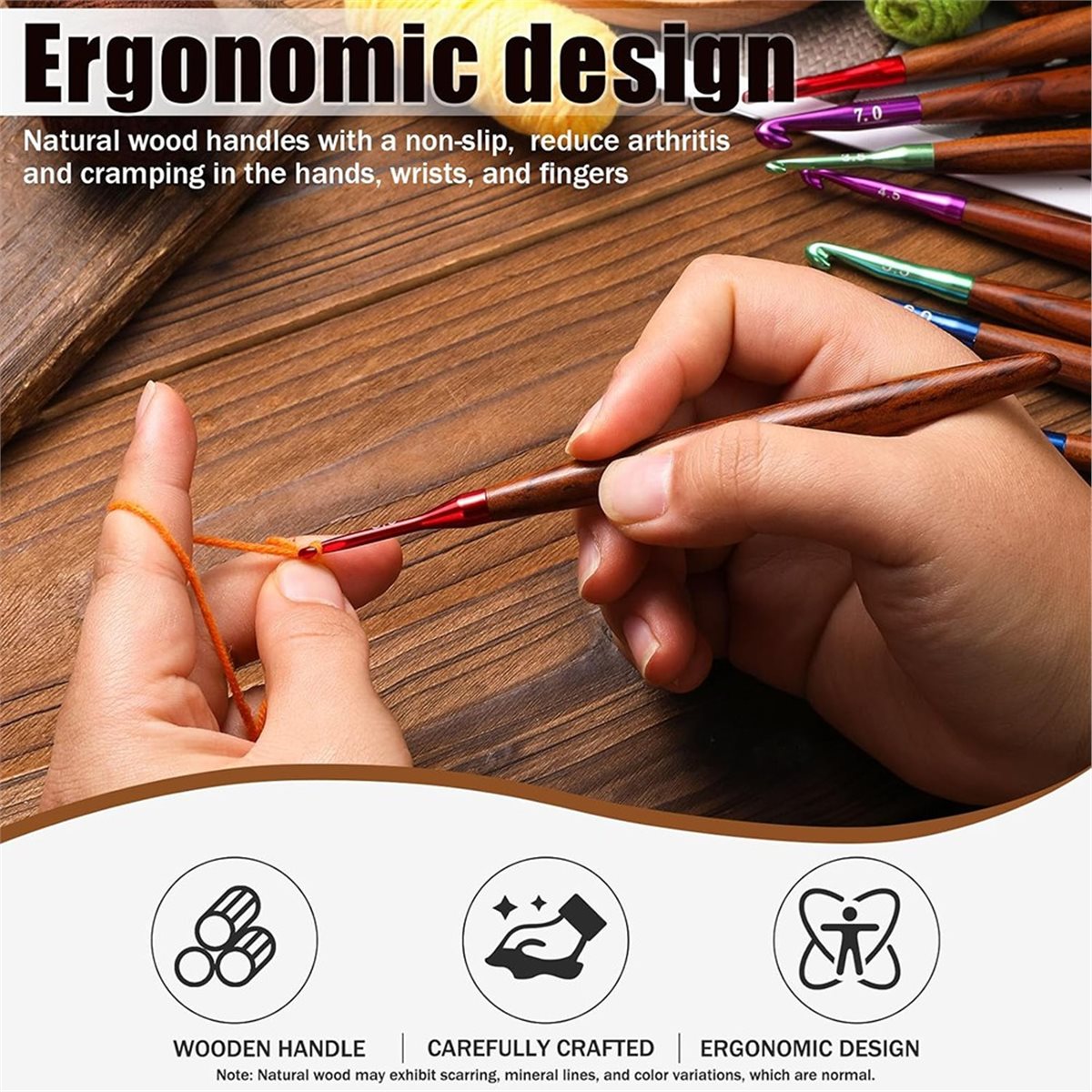 Wooden Crochet Hooks Ergonomic Handle - Новый набор крючков для вязания 2026