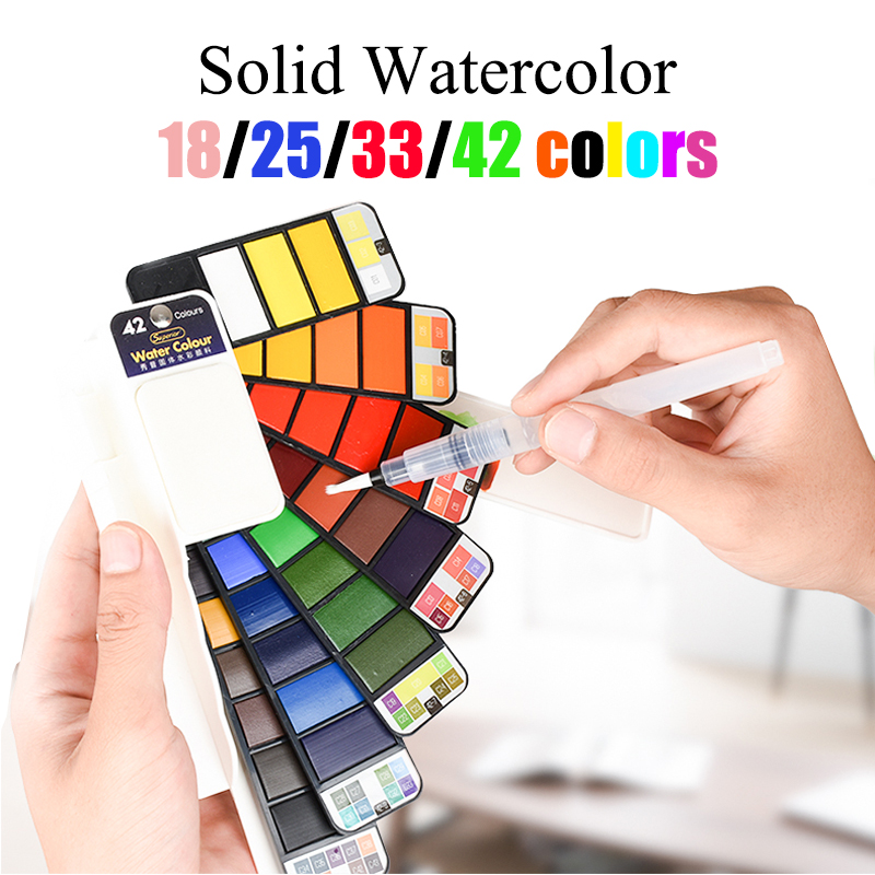 Watercolor Paint Set Solid Pigment - 18/25/33/42 Цвет s однотонный набор акварельных