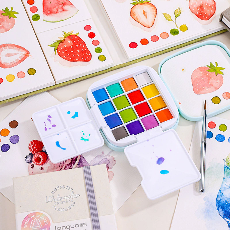 LANGUO 16 цветов набор акварел – обзор и цена Watercolor Paint Set Solid Pigment