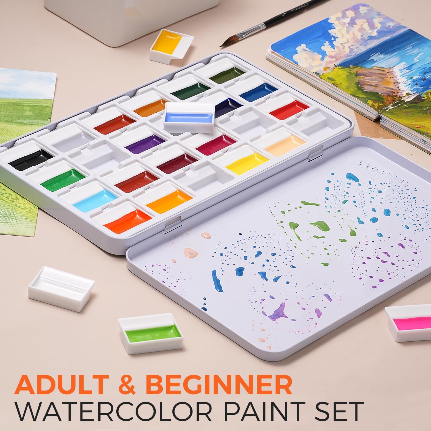 Набор акварельных красок из 24 – обзор и цена Watercolor Paint Set Solid Pigment