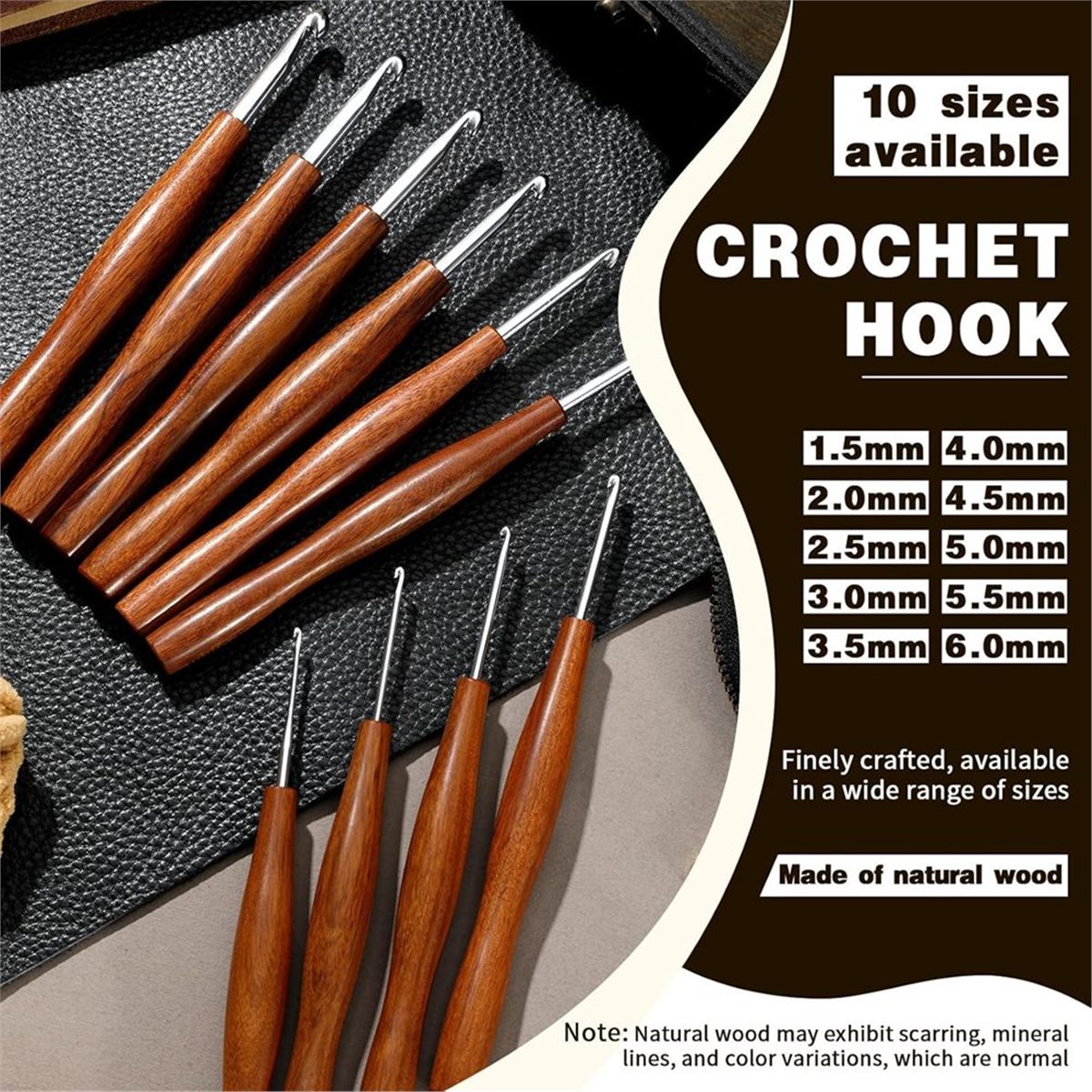 Набор крючков для вязания NOCM – обзор и цена Wooden Crochet Hooks Ergonomic Handle