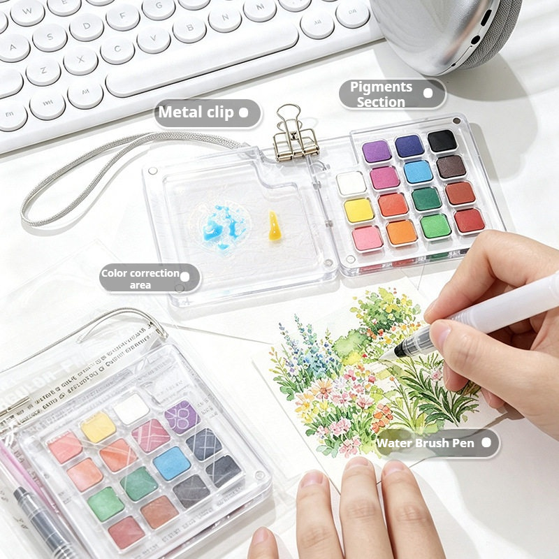 Набор из 15 цветов портативных – обзор и цена Watercolor Paint Set Solid Pigment