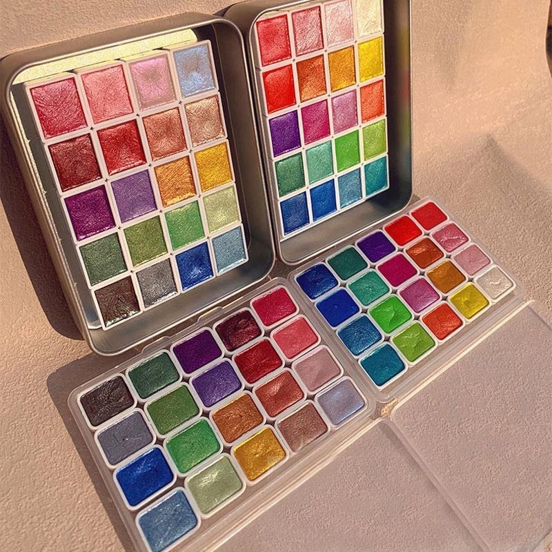 Перламутровые краски, портатив – обзор и цена Watercolor Paint Set Solid Pigment