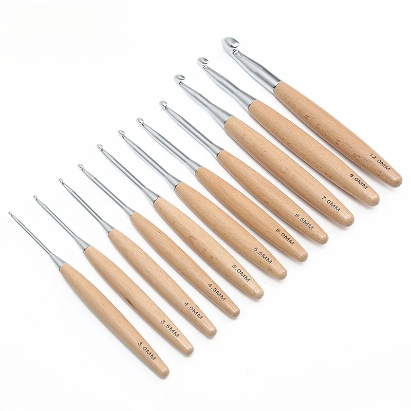 1/11 шт. крючков для вязания с – обзор и цена Wooden Crochet Hooks Ergonomic Handle